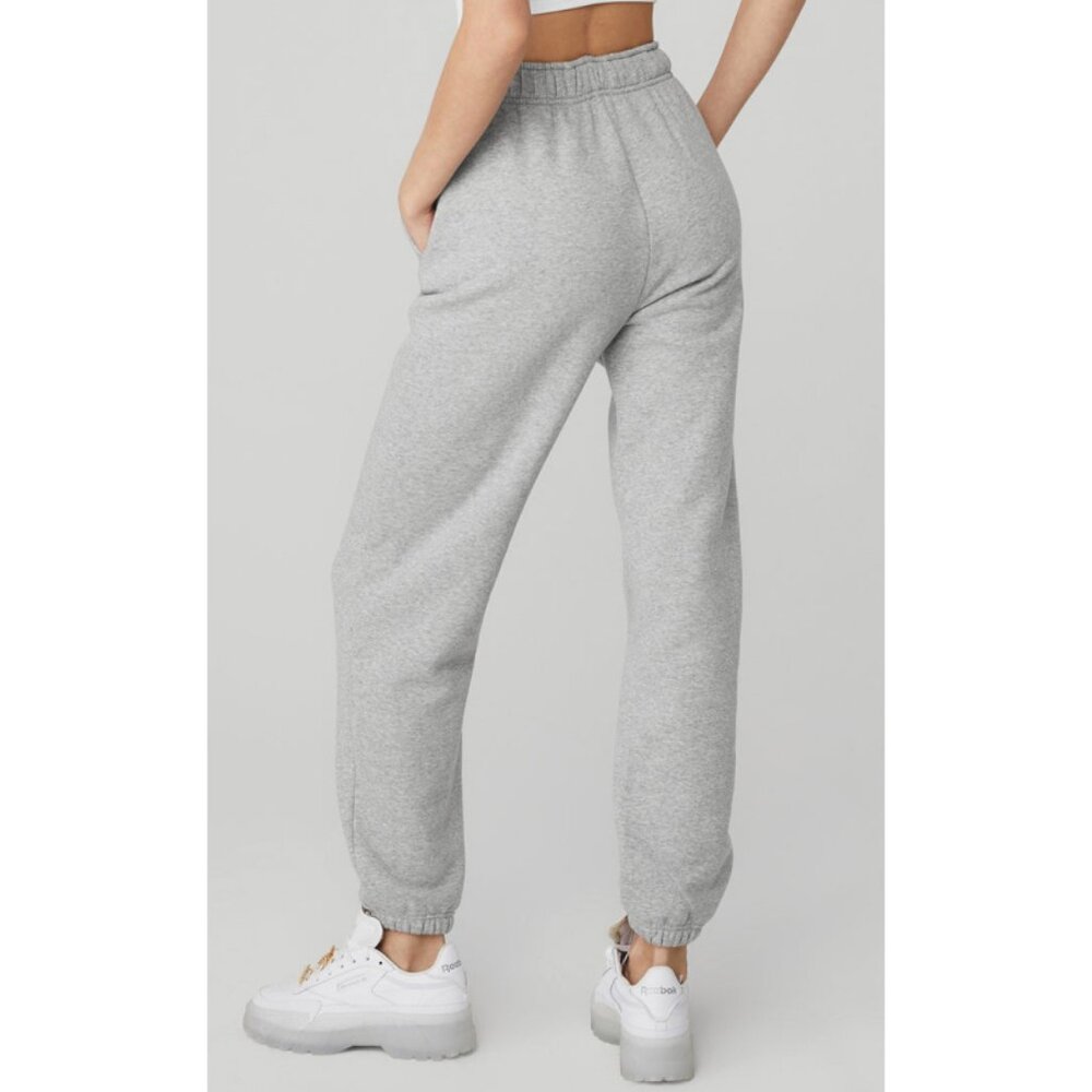 Alo Accolade Sweatpants Athletic Heathered Grey High-Rise Fleece Joggers Sweats - Picture 2 of 14